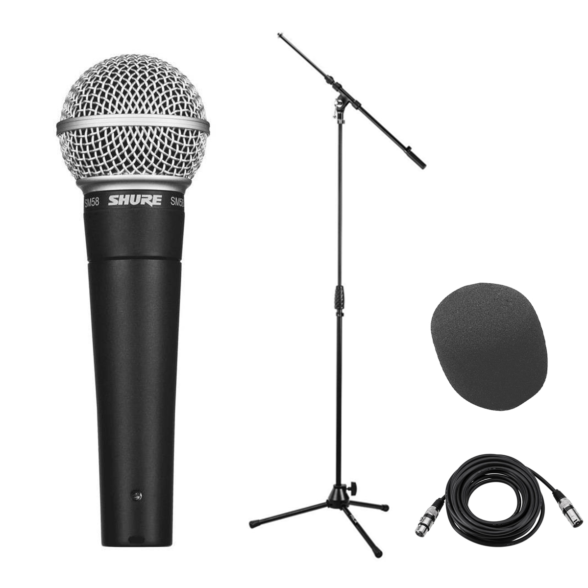 Shure SM58-LC Vocal Microphone with XLR Cable, Microphone Stand, Windscreen -  SM58-LC K1