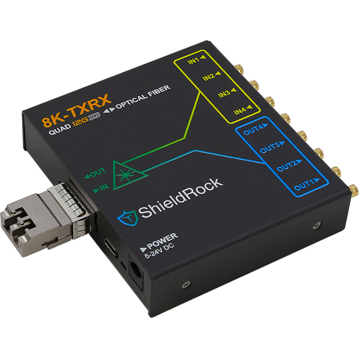 

ShieldRock 8K-TXRX Quad 12G-SDI Optical Extender SM Transceiver with QSFP+