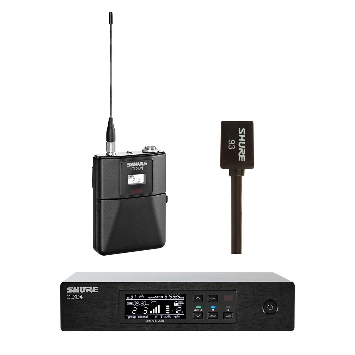 

Shure QLXD14/93 Wireless Microphone System w/WL93 Lavalier Mic, V50: 174-216MHz