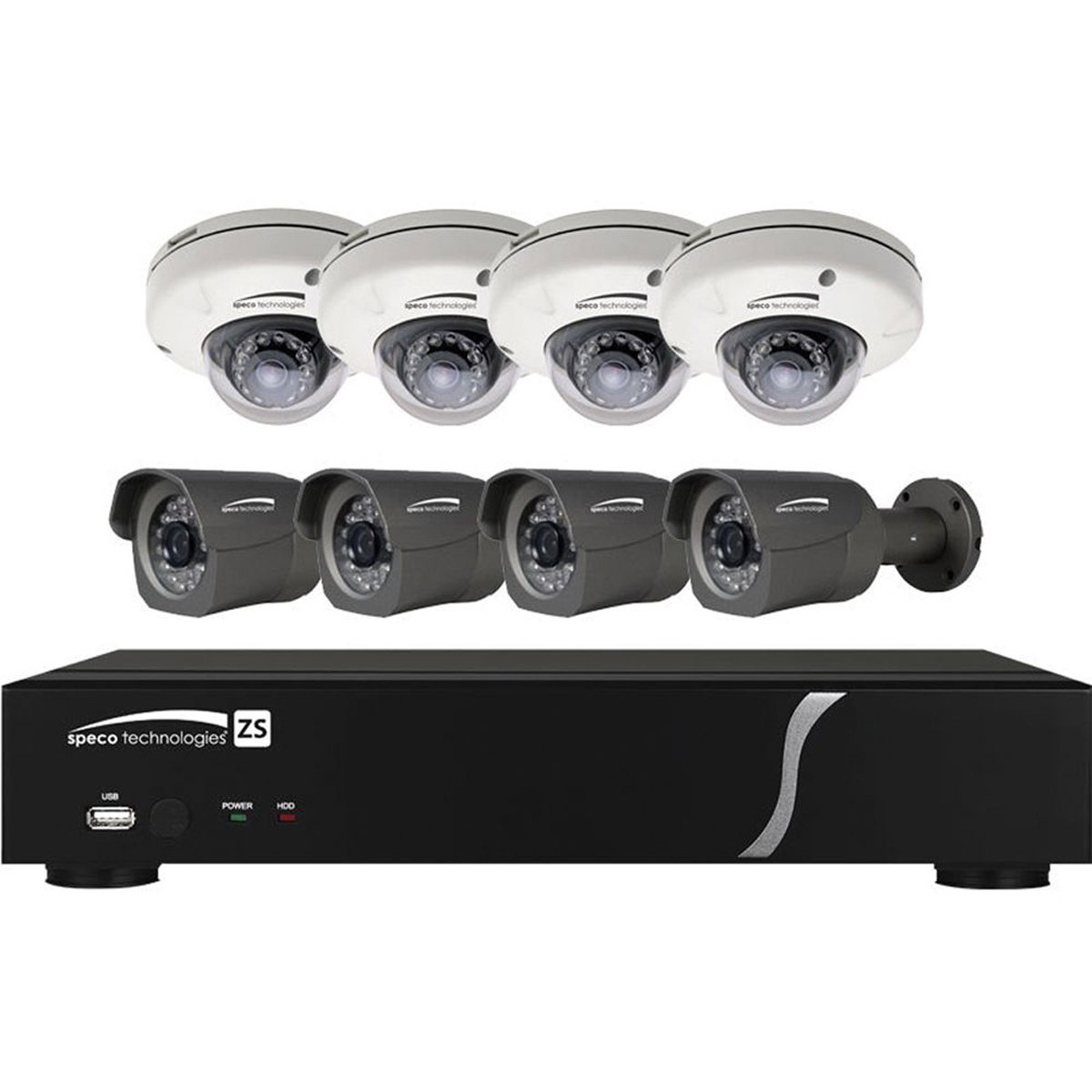 

Speco Technologies ZIPL88D2 8-CH 2TB NVR and IP Kit, 4x Dome & 4x Bullet Cameras