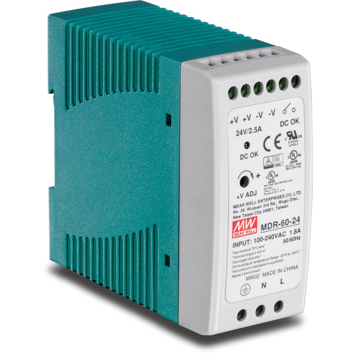 

TRENDnet TI-M6024 60W Single Output DIN-Rail Power Supply, Version v1.0R