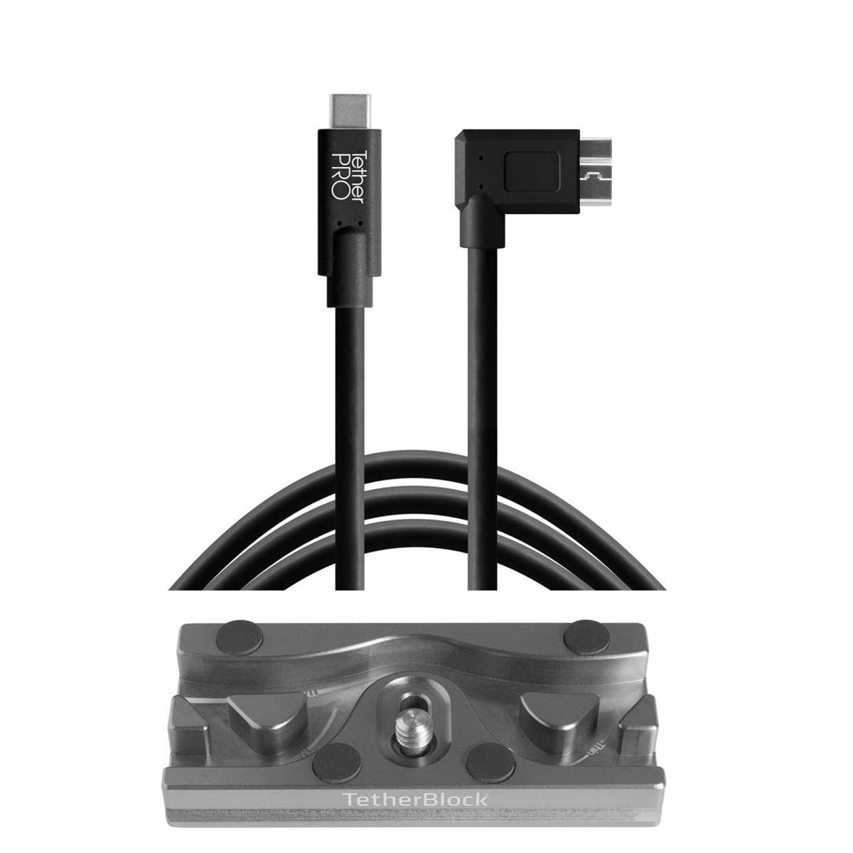 

Tether Tools TetherBLOCK QR Plate, 15' USB-C to Micro-USB 3.0 B RA Cable, Black