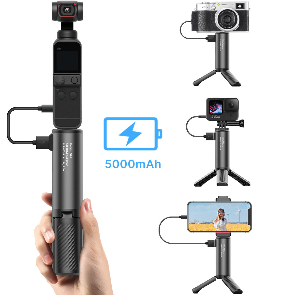 

Ulanzi BG-4 5000mAh Power Bank Hand Grip with Tripod