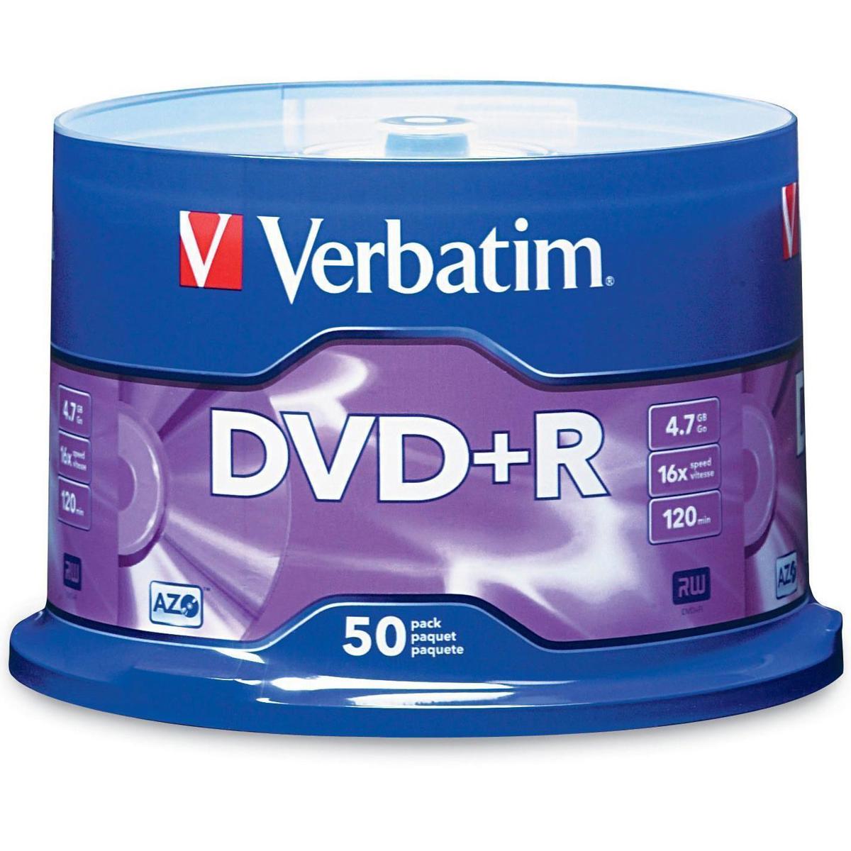 

Verbatim 95037 DVD+R Plus Recordable Media 4.7GB, 50