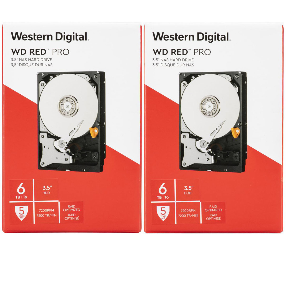 

WD 2 Pack Red Pro 6TB SATA III 3.5" Internal NAS Hard Drive, 7200 RPM