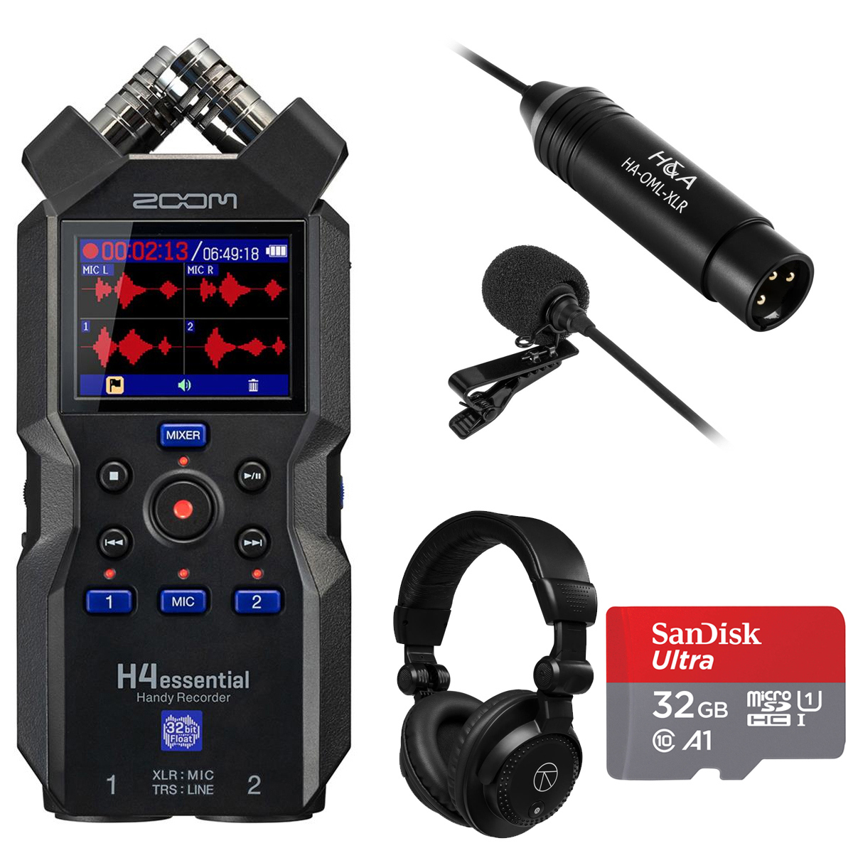 

Zoom H4essential 4-Track Float Handy Recorder,w/HA-OML-XLR Mic,TAPH100Headphones